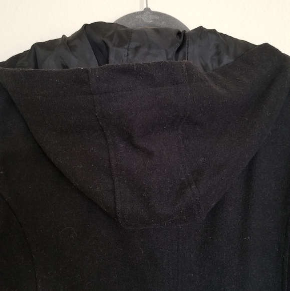 Michael P Hooded Black Wool Coat Size 2X - Picture 2 of 8